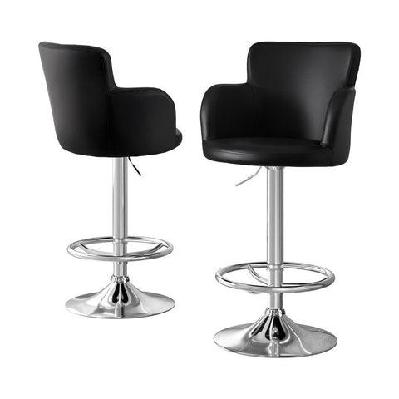 2x leather bar stools swivel adjustable gas lift pu counter chairs black