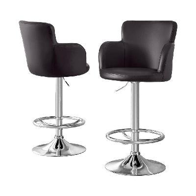 2x leather bar stools swivel adjustable gas lift pu counter chairs brown