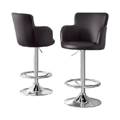 2x leather bar stools swivel adjustable gas lift pu counter chairs brown