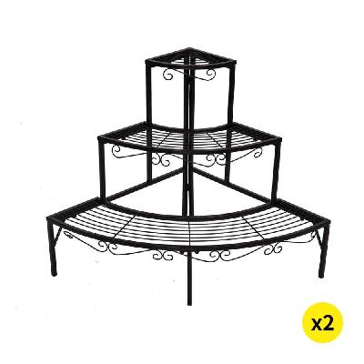 2x levede outdoor indoor plant stand garden metal 3 tier planter corner shelf
