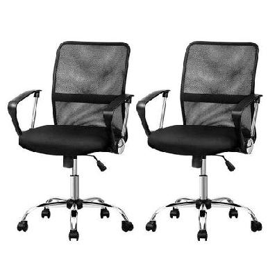 2x mesh office chair mid back black