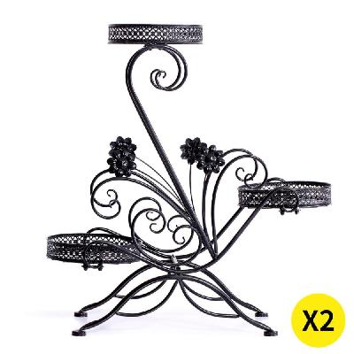 2x plant stand outdoor indoor flower pot metal corner shelf garden home decor au