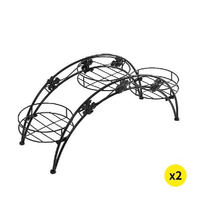2x plant stand outdoor indoor metal black flower pot shelf garden corner shelves