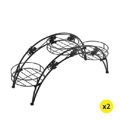 2x plant stand outdoor indoor metal black flower pot shelf garden corner shelves