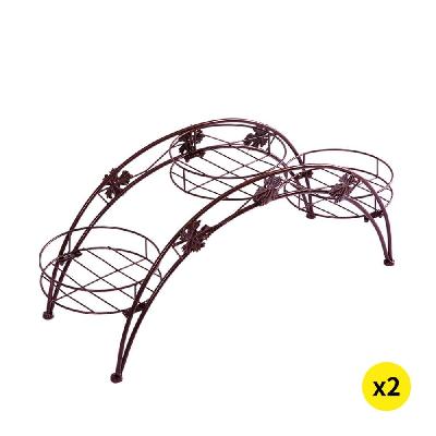 2x plant stand outdoor indoor metal bronze flower pot shelf garden corner shelve