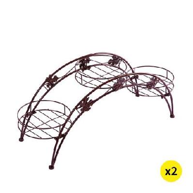 2x plant stand outdoor indoor metal bronze flower pot shelf garden corner shelve