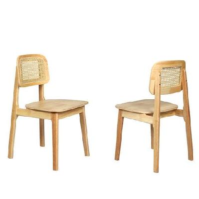 set of 2 rattan dining chairs – solid wood kitchen chairs with cane back, 200kg capacity