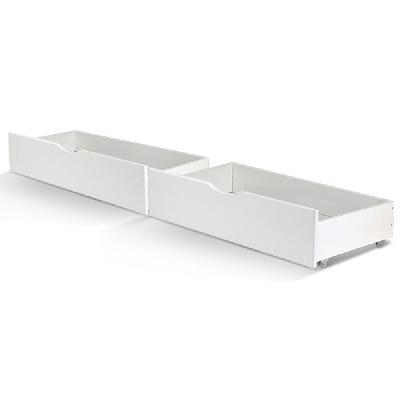 2x storage drawers trundle for single wooden bed frame base timber white