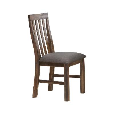 2x wooden frame leatherette in solid wood acacia and veneer dining chairs in chocolate colour