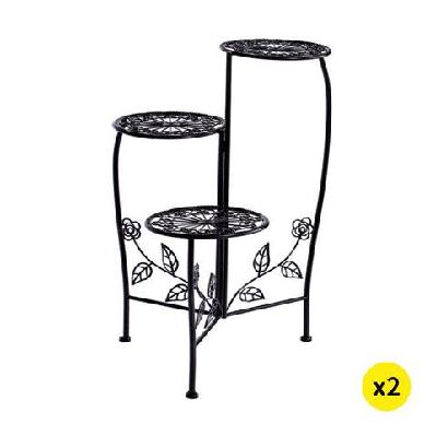 2x wrought iron outdoor indoor flower pots plant stand garden metal corner shelf