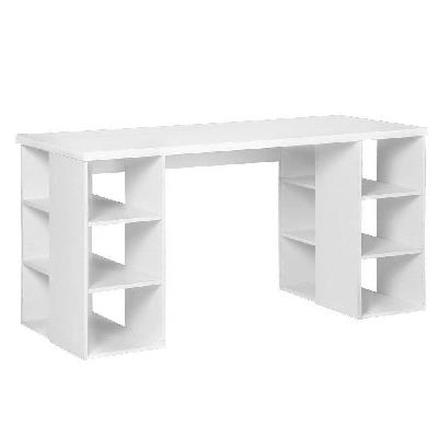 3 level desk with storage and bookshelf - white