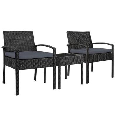 3-piece outdoor set - black