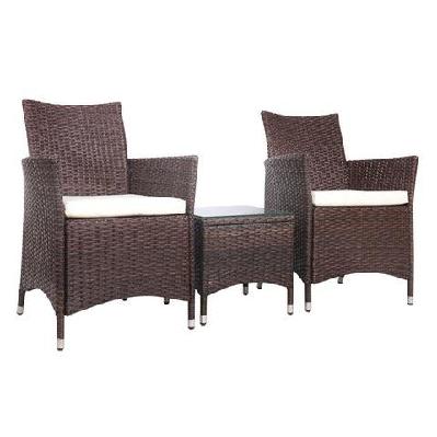 3 piece wicker outdoor furniture set - brown