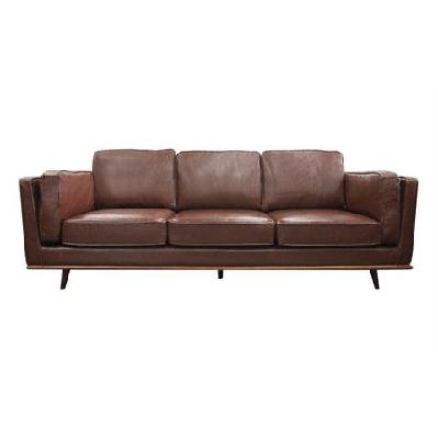 3 seater faux sofa brown lounge set for living room couch with wooden frame