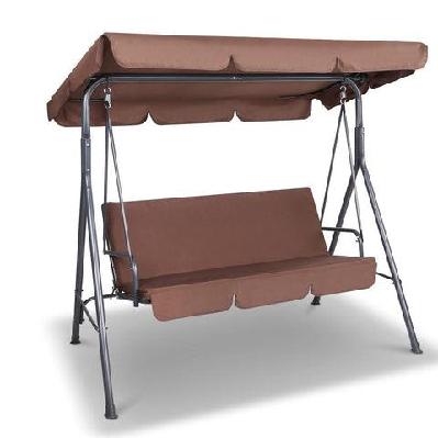 3 seater outdoor canopy swing chair - coffee