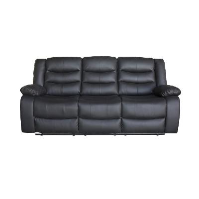 3 seater recliner sofa in faux leather lounge couch in black