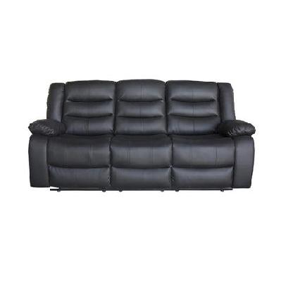 3 seater recliner sofa in faux leather lounge couch in black