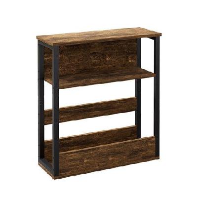 3-tier side coffee table with storage – vintage wood and metal end table