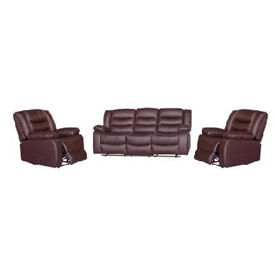 3+1+1 seater recliner sofa in faux leather lounge couch in brown