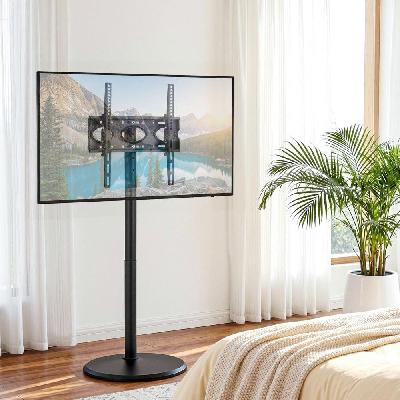 32-55 inch mobile tv stand with wheels height and tilt adjustable floor mount