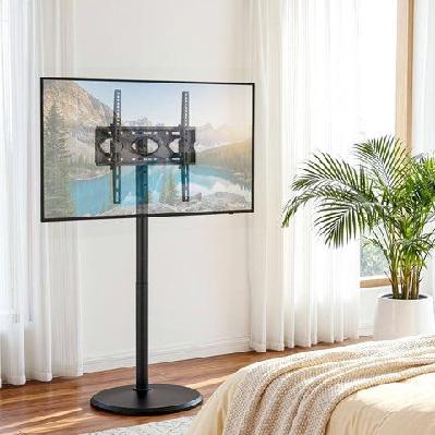 32-55 inch mobile tv stand with wheels height and tilt adjustable floor mount