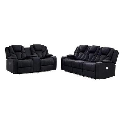 3+2 seater electric recliner stylish rhino fabric black lounge armchair with led features