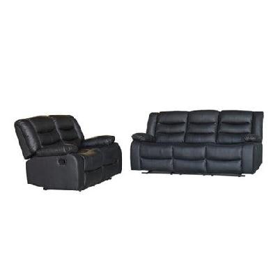 3+2 seater recliner sofa in faux leather lounge couch in black