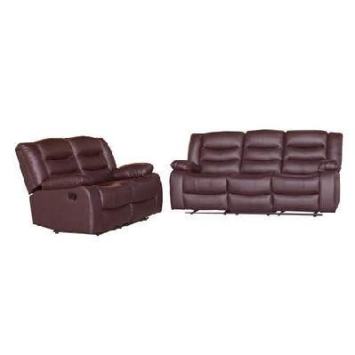 3+2 seater recliner sofa in faux leather lounge couch in brown