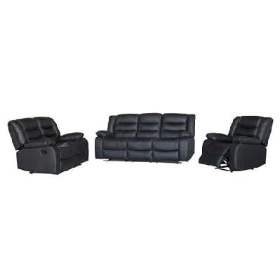 3+2+1 seater recliner sofa in faux leather lounge couch in black