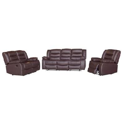 3+2+1 seater recliner sofa in faux leather lounge couch in brown