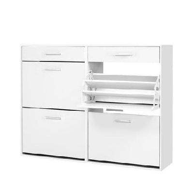 36 pairs shoe cabinet rack organisers storage shelf drawer cupboard white