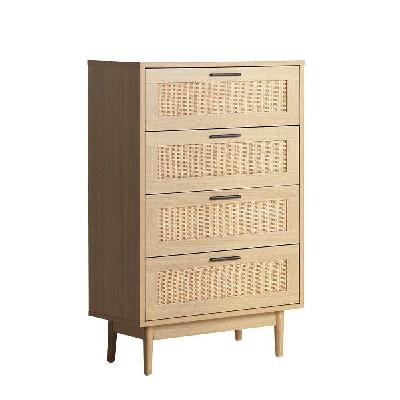 4 chest of drawers rattan tallboy cabinet bedroom clothes storage wood