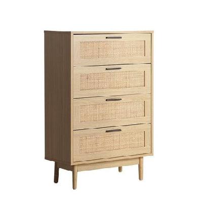 4 chest of drawers rattan tallboy cabinet bedroom clothes storage wood