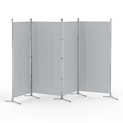 4 panel room divider screen 345x180cm fabric grey