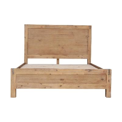 4 pieces bedroom suite in solid wood veneered acacia construction timber slat queen size oak colour bed, bedside table and tallboy