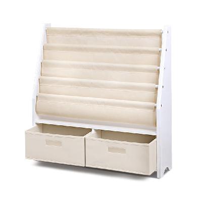 4 tier kids bookshelf wooden bookcase children toy organiser display rack