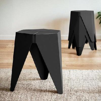 4pc puzzle stool plastic bar stools stackable black