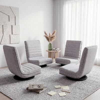 4pcs swivel floor chair 360 adjustable foldable lounge seat floor sofa chair grey