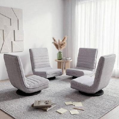 4pcs swivel floor chair 360 adjustable foldable lounge seat floor sofa chair grey
