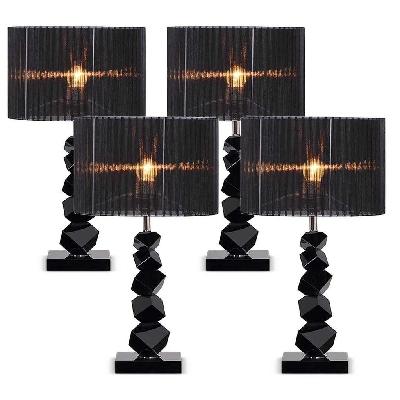 4x 60cm black table lamp with dark shade led desk lamp
