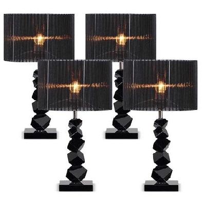 4x 60cm black table lamp with dark shade led desk lamp