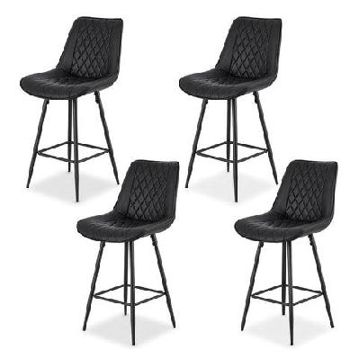 4x bar stools kitchen dining chair counter stool diamond pu leather black
