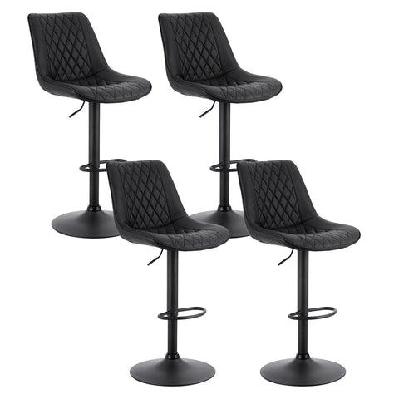 4x bar stools kitchen swivel gas lift counter chair diamond leather black