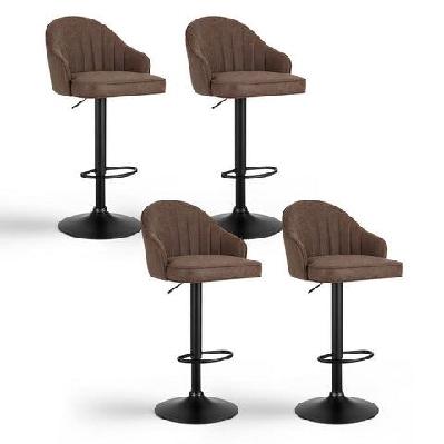 4x bar stools kitchen swivel gas lift counter chair shell leather brown