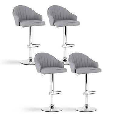 4x bar stools kitchen swivel gas lift counter chair shell leather grey