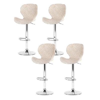 4x bar stools kitchen swivel gas lift counter chair wing pe rattan beige