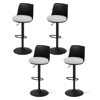 4x bar stools kitchen swivel gas lift counter dining chair curved black