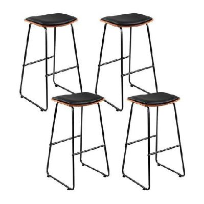 4x bar stools leather padded metal