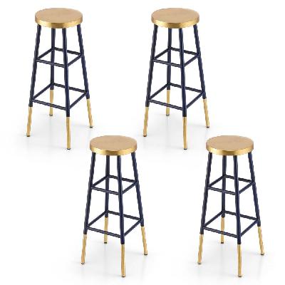 4x bar stools metal gold navy