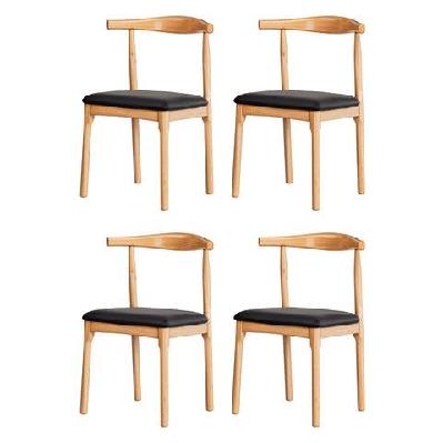 4x dining chairs rubber wood leather seat black